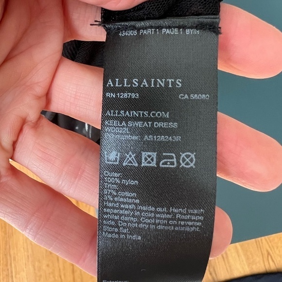 All Saints Keela Sweat Dress Black Sheer Floral Appliqué Size S Feminine Boho - Picture 6 of 8